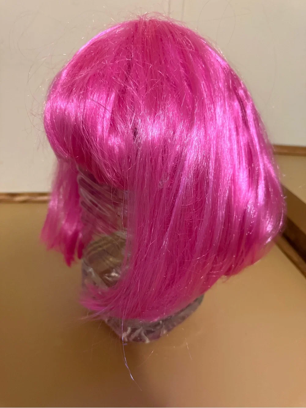 Vibrant Pink Short Bob Wig with Bangs - Women’s Synthetic Fashion Wig